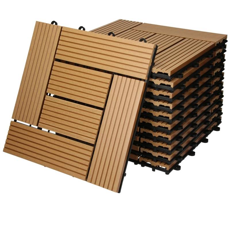 ECD Germany WPC Terrassenfliesen 30 x 30 cm 33er Spar Set Teak Mosaik Holzoptik von ECD Germany