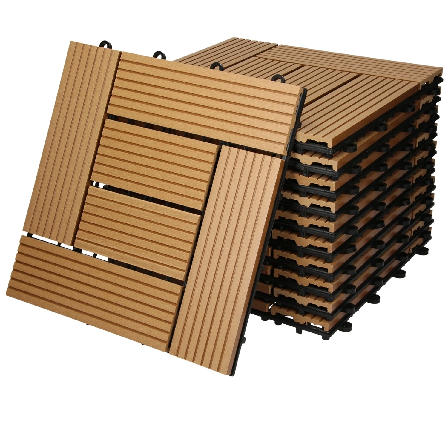 ECD Germany WPC Terrassenfliesen 30x30 cm 11Er Spar Set Teak Mosaik Holzoptik ECD Germany WPC Terrassenfliesen 30x30 cm 11Er Spar Set Teak Mosaik Holzoptik von ECD Germany