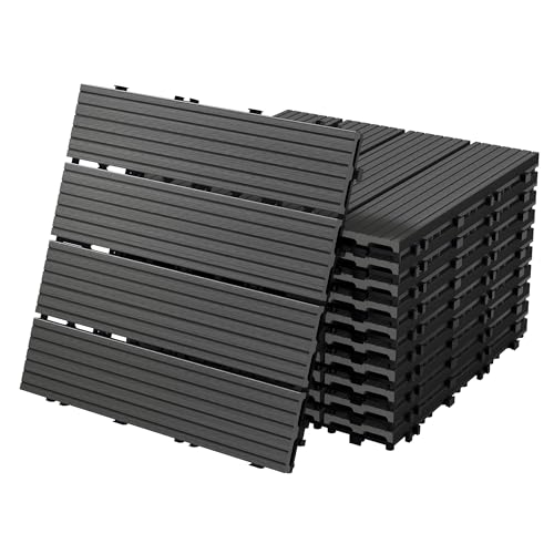 ECD Germany WPC Terrassenfliesen 30x30 cm/22 Fliesen=2m², Anthrazit, geriffelt, Holzoptik, Bodenbelag mit Klicksystem & Drainage, Terrassendielen Balkonfliesen, Klickfliesen für Terrasse Garten Balkon ECD Germany WPC Terrassenfliesen 30x30 cm/22 Fliesen=2m², Anthrazit, geriffelt, Holzoptik, Bodenbelag mit Klicksystem & Drainage, Terrassendielen Balkonfliesen, Klickfliesen für Terrasse Garten Balkon von ECD Germany