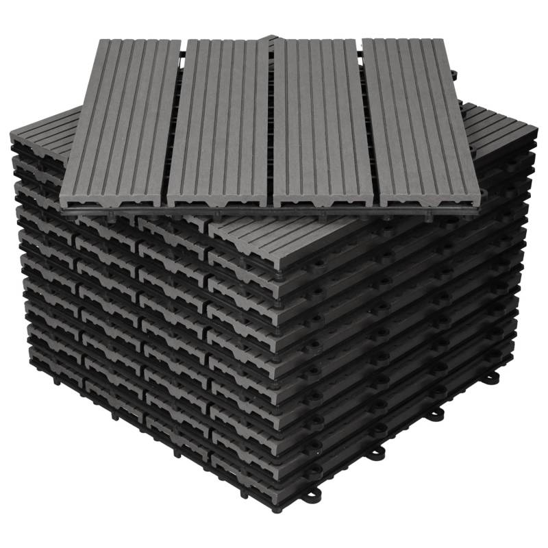 ECD Germany WPC Terrassenfliesen 30x30 cm 44er Spar Set Anthrazit in Holzoptik von ECD Germany
