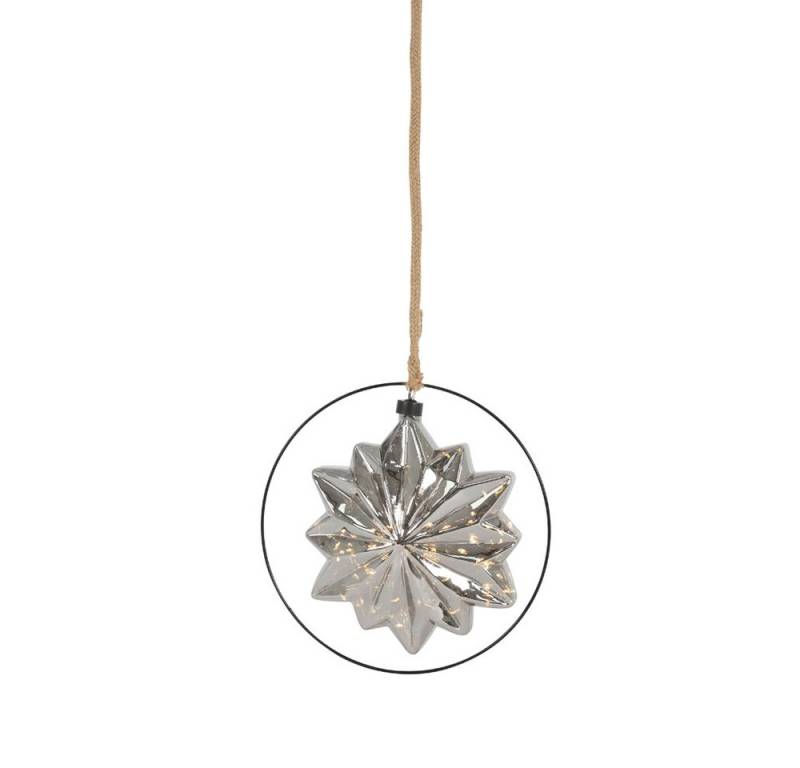 ECD Germany Weihnachtsfigur Kugelleuchte Weihnachtkugel LED Dekokugel Pendelleuchte Lichterkugel, Leuchtstern Ø18cm mit 40 LEDs & Timer für Innen Glas / Metall Warmweiß von ECD Germany