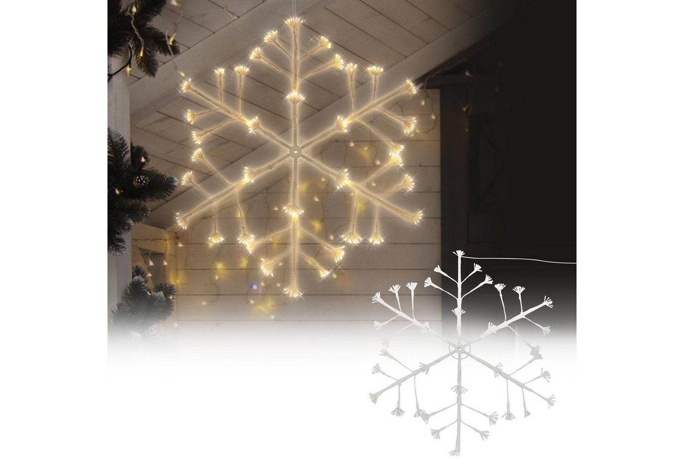 ECD Germany Weihnachtsfigur LED-Schneeflocke Weihnachtsbeleuchtung Fenstersilhouette Fenster Deko, Effiziente LED Leuchtmittel von ECD Germany
