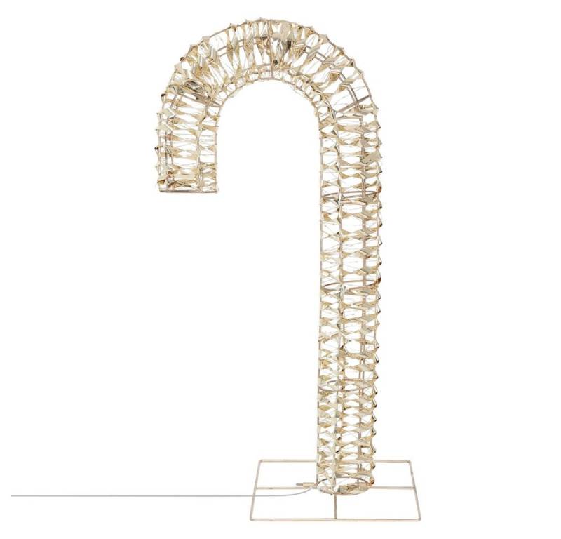 ECD Germany Weihnachtsfigur LED-Zuckerstange Weihnachtsbeleuchtung IP44 Wasserdicht Candy Cane, Gold 75cm Metall Leuchtstab mit 400 warmweißen LEDs Timer 6 Std von ECD Germany