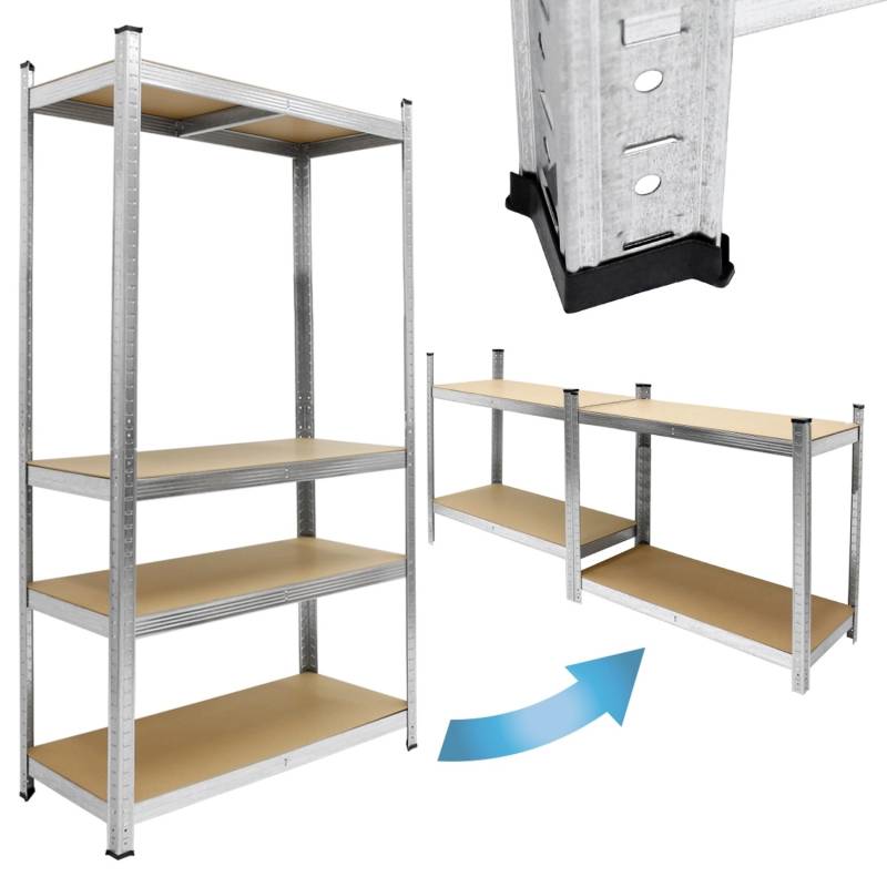 ECD Germany Werkstattregal 160x80x40cm bis 320kg Verzinktes Metall 4 MDF-Platten von ECD Germany