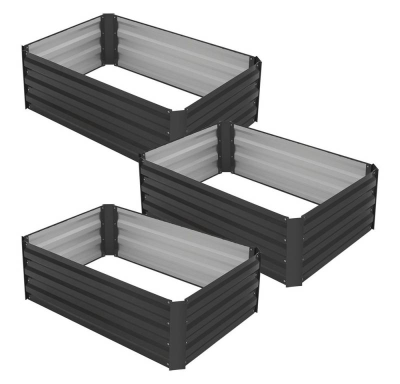 ML-DESIGN Hochbeet Pflanzkasten aus Metall für Garten, rostfrei, Blumenkasten Kräuterbett (3 St), Pflanzbeet 150L Outdoor Gemüsebeet Pflanzbeet Blumenbeet Frühbeet von ECD Germany