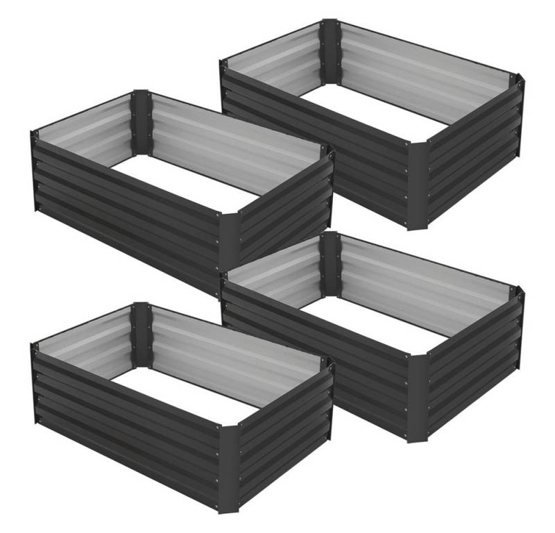 ML-DESIGN Hochbeet Pflanzkasten aus Metall für Garten, rostfrei, Blumenkasten Kräuterbett (4 St), Pflanzbeet 150L Outdoor Gemüsebeet Pflanzbeet Blumenbeet Frühbeet von ECD Germany