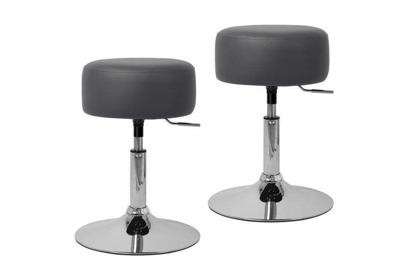 ML-DESIGN Hocker Schminkhocker ergonomisch mit Kunstleder-Bezug aus verchromtem Stahl (2 St), Sitzhocker höhenverstellbar Dunkelgrau Polsterhocker Drehhocker von ECD Germany