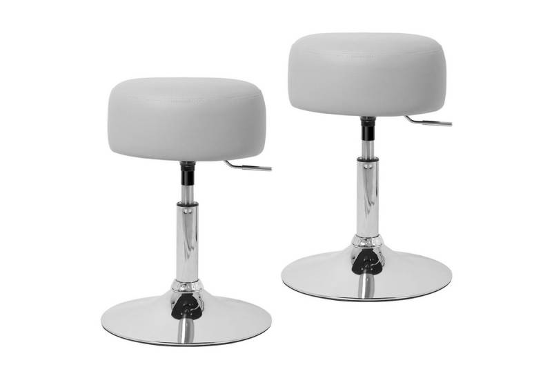 ML-DESIGN Hocker Schminkhocker ergonomisch mit Kunstleder-Bezug aus verchromtem Stahl (2 St), Sitzhocker höhenverstellbar Hellgrau Polsterhocker Drehhocker von ECD Germany