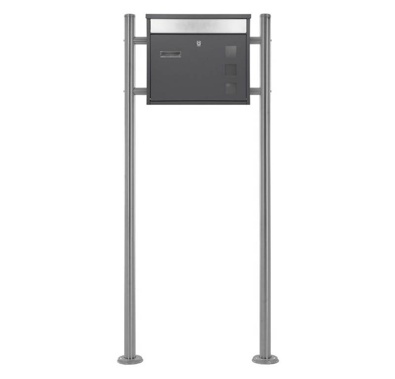 ML-DESIGN Standbriefkasten Briefkasten Postkasten mit Zeitungsfach, inkl. Standfuß, Briefkastenanlage mit Ständer Silber 120cm Mailbox mit Pfosten von ML-DESIGN
