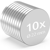 10x Neodym Magnete rund 22x2mm - NiCuNi-Beschichtung - Extrem Stark von ECENCE