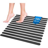 Ecence - 12x Schwarz Anti-Rutsch-Streifen Aufkleber Dusche Badewanne Treppe selbstklebend von ECENCE