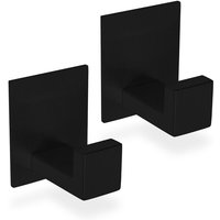 2x Handtuchhaken ohne Bohren selbstklebend Schwarz Handtuchhalter Edelstahl von ECENCE