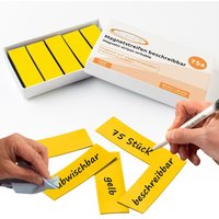 Ecence - 75 Magnetstreifen beschreibbar Etiketten Magnete Schilder Gelb von ECENCE