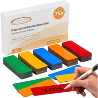 Ecence - 75 Magnetstreifen beschreibbar Etiketten Magnete Schilder bunt 75x25mm von ECENCE