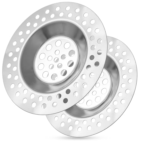 ECENCE Abflusssieb -2 Stück - aus Edelstahl rostfrei 7cm, Haarsieb für Dusche und Badewanne, Sieb Küche Spüle, Abflusssieb für Spülbecken von ECENCE