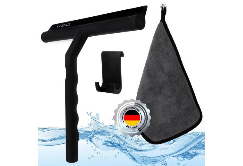 ECENCE Duschabzieher Duschabzieher Silikon Schwarz + Aufhängung von ECENCE