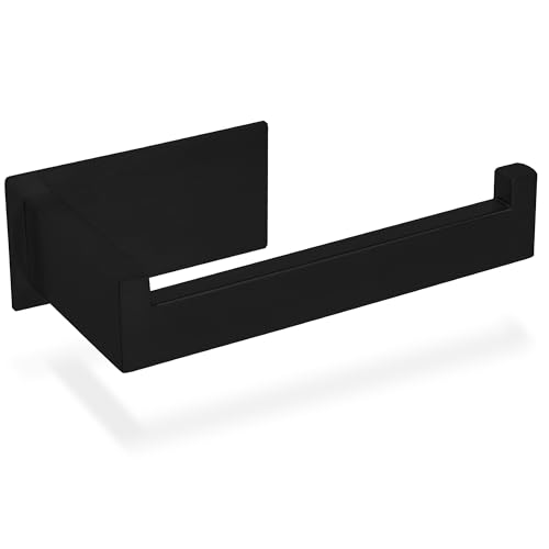 ECENCE Toilettenpapierhalter ohne Bohren selbstklebend Edelstahl 304 in Schwarz Klopapierhalter Rollenhalter für Badezimmer, eckiges Design von ECENCE