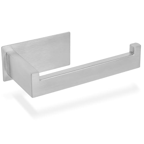 ECENCE Toilettenpapierhalter ohne Bohren selbstklebend Edelstahl 304 in gebürstet Klopapierhalter Rollenhalter für Badezimmer, eckiges Design von ECENCE