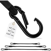 Ecence - 3x Spanngummi mit Karabiner 1x100cm, 1x80cm, 1x 60cm in Schwarz Latex Spanngurte Ecence - 3x Spanngummi mit Karabiner 1x100cm, 1x80cm, 1x 60cm in Schwarz Latex Spanngurte von ECENCE