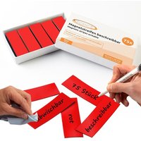 Ecence - 75 Magnetstreifen beschreibbar Etiketten Magnete Schilder Rot 60x20mm von ECENCE