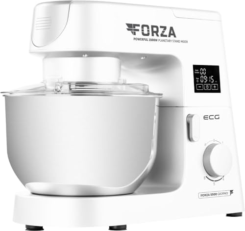 ECG FORZA 5500 Giorno Bianco Küchenmaschine 1500W Touch Display Edelstahl/Weiß von ECG