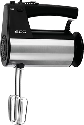 ECG RS 5011 Handmixer, 10 Geschwindigkeitsstufen, TURBO-Boost-Taste, 2 Rührbesen, 2 Knethaken, 700 W, Black von ECG