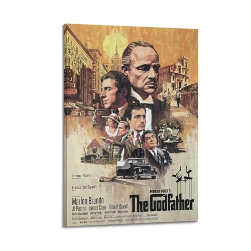 ECGDFWAZ Filmposter "Der Pate" auf Leinwand, Wandkunst, Dekoration, Wohnzimmer, Schlafzimmer, Dekoration, Poster, 50 x 75 cm, Rahmenstil von ECGDFWAZ