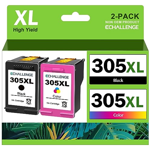 ECHALLENGE 305XL 305XL HP 305 XL Tintenpatrone Combo Pack für HP 305 Tintenpatronen für DeskJet 2710 2720 DeskJet Plus 4100 4130 Envy 6010 6030 Envy Pro 6420 6430 (Schwarz & Farbe) von ECHALLENGE