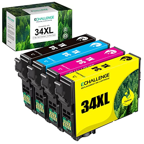 ECHALLENGE Golfball 34XL Druckerpatronen Multipack 4-farbig für Epson 34 34 XL für epson wf 3720 wf 3725 druckerpatronen von ECHALLENGE