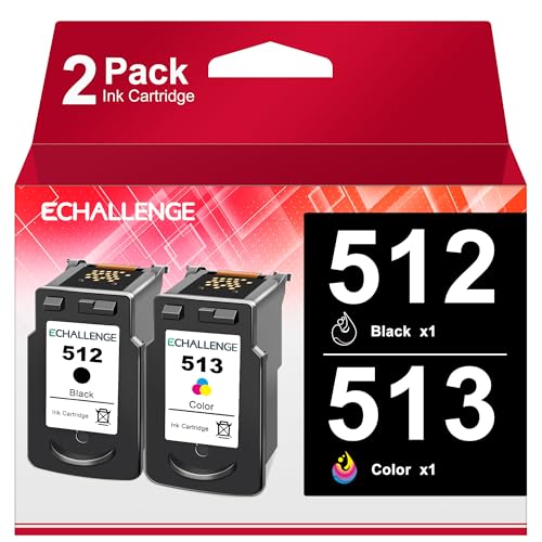 ECHALLENGE PG 512 CL 513 Wiederaufbereitet 512 513 Druckerpatronen 512 513 PG512 CL513 Kompatibel für Canon 512 513 Multipack PG-512 CL-513 für Pixma MP495 MP230 MP270 MX420 (Schwarz, Farbe, 2er-Pack von ECHALLENGE