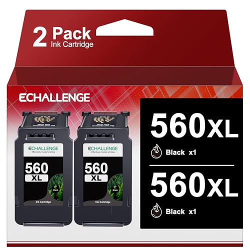 ECHALLENGE PG-560 XL PG-560XL Multipack Tintenpatrone für Canon 560 patronen für Pixma TS5350 TS5351 TS5352 TS5353 TS7450 TS7451 druckerpatronen (Schwarz 2er-Pack) von ECHALLENGE