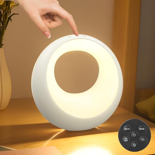 ECHOBUY LED Nachttischlampe Touch Dimmbar RGB Farbwechsel Nachtlicht Dimmbar mit Fernbedienung 7 Farben Touch Lampe Kabellos Timing Funktion USB Aufladbar von ECHOBUY