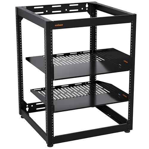 ECHOGEAR 15U offenes Rahmengestell für Server und AV-Getriebe – Wandmontage-Design inkl. 2xbelüftete Regale, 25xRack-Befestigungsschrauben, 4xNivellierfüße, 4xRegalstopper und 2xSicherungsgurte ECHOGEAR 15U offenes Rahmengestell für Server und AV-Getriebe – Wandmontage-Design inkl. 2xbelüftete Regale, 25xRack-Befestigungsschrauben, 4xNivellierfüße, 4xRegalstopper und 2xSicherungsgurte von ECHOGEAR