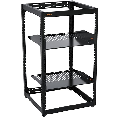 ECHOGEAR 20U Open Frame Rack für Server & AV-Gear – Wandmontierbares Design inklusive 2xbelüfteten Regalen, 25xRack-Befestigungsschrauben, 4xNivellierfüße, 4xRegalanschläge und 2xSicherungsgurte ECHOGEAR 20U Open Frame Rack für Server & AV-Gear – Wandmontierbares Design inklusive 2xbelüfteten Regalen, 25xRack-Befestigungsschrauben, 4xNivellierfüße, 4xRegalanschläge und 2xSicherungsgurte von ECHOGEAR