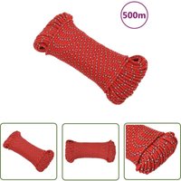The Living Store Bootsseil Rot 3 mm 500 m Polypropylen - Bootsseil - Schiffsseil - Polyesterseil - Marinenseil - Liegeplatzseil von ECHOO