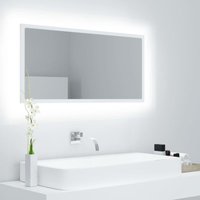 LED-Badspiegel,Wandspiegel,Badzimmer Spiegel Weiß 90x8,5x37 cm Acryl AGHDE304063 Maisonchic von MAISONCHIC