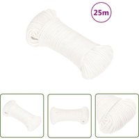 The Living Store Bootsseil Weiß 3 mm 25 m Polypropylen - Bootsseil - Schiffsseil - Polyesterseil - Leinen - Tauwerk von ECHOO
