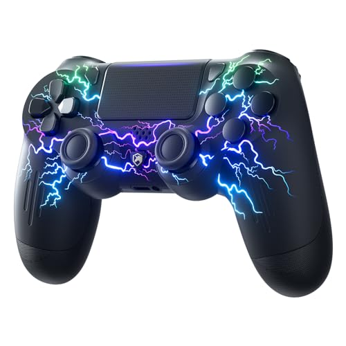 ECHTPower Wireless Controller für PS-4, LED Game Controller Kompatibel mit PS-4/Slim/Pro/PC, Gamepad mit Dual Vibration, RGB, 1000mAh Akku, 6-Achsen, Touchpad, Kopfhöreranschluss, Screenshot-Schwarz ECHTPower Wireless Controller für PS-4, LED Game Controller Kompatibel mit PS-4/Slim/Pro/PC, Gamepad mit Dual Vibration, RGB, 1000mAh Akku, 6-Achsen, Touchpad, Kopfhöreranschluss, Screenshot-Schwarz von ECHTPower