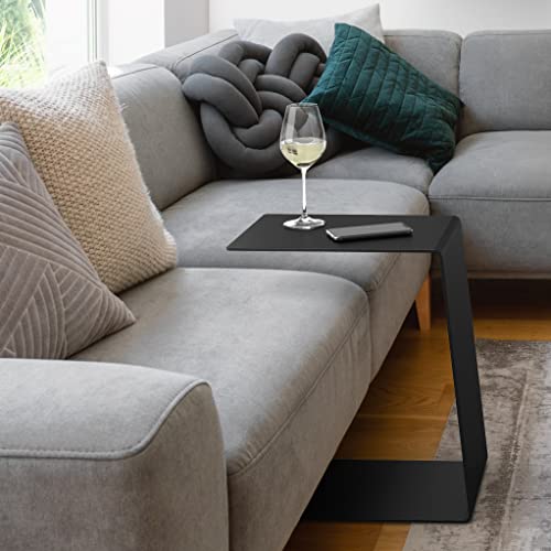 RHEINKANT KÖBES Design Beistelltisch Schwarz, Made in Germany, Beistelltisch Couch C Form aus hochwertigem pulverbeschichtetem Stahl. Exklusiver Couchtisch, Sofatisch, Modern, Nachttisch von RHEINKANT