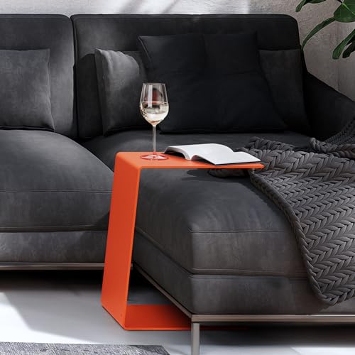 RHEINKANT KÖBES Design Beistelltisch Reinorange, Made in Germany, Beistelltisch Couch C Form aus hochwertigem pulverbeschichtetem Stahl. Exklusiver Couchtisch, Sofatisch, Modern, Nachttisch von RHEINKANT