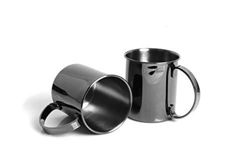 ECHTWERK 2-teiliges Kupferbecher-Set, Bruchsichere Edelstahl-Gläser, Cocktail-Set, Cocktailgläser perfekt für Gin, Vodka, Bier und Kaltgetränke, Geschenkset, Black-Edition, 1000 ml von ECHTWERK