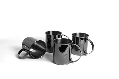 ECHTWERK 4-teiliges Kupferbecher-Set, Bruchsichere Edelstahl-Gläser, Cocktail-Set, Cocktailgläser perfekt für Gin, Vodka, Bier und Kaltgetränke, Geschenkset, Black-Edition, 1000 ml von ECHTWERK