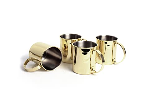 ECHTWERK 4-teiliges Kupferbecher-Set, Bruchsichere Edelstahl-Gläser, Cocktail-Set, Cocktailgläser perfekt für Gin, Vodka, Bier und Kaltgetränke, Geschenkset, Gold-Edition, 1000 ml von ECHTWERK