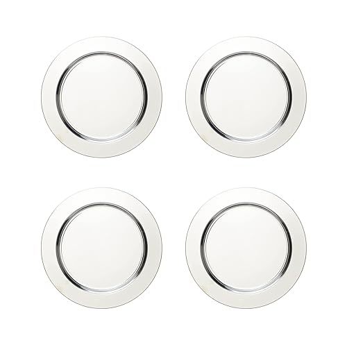 ECHTWERK 4-teiliges Platzteller/Servierteller Set Shiny aus hochwertigem Edelstahl, Silber-Edition, Ø 33,2 cm von ECHTWERK