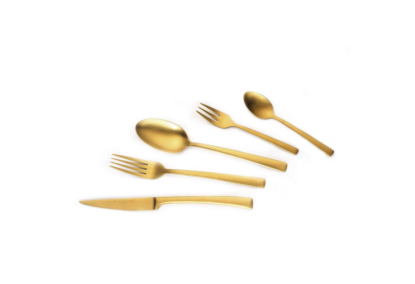 ECHTWERK Besteck-Set AVELINO 30 tlg gold mattiert (30-tlg), 6 Personen, Edelstahl 18/10 von ECHTWERK