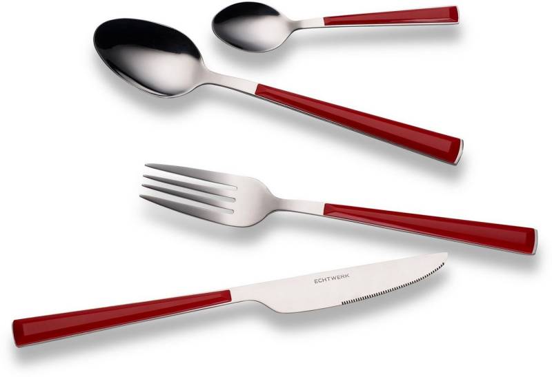 ECHTWERK Besteck-Set Basic (16-tlg), 4 Personen, Edelstahl 18/0, Camping/Picknickbesteck, Kunststoffgriffe von ECHTWERK