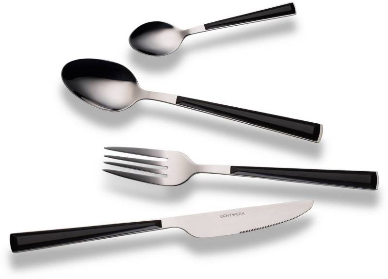ECHTWERK Besteck-Set Basic (16-tlg), 4 Personen, Edelstahl 18/0, Camping/Picknickbesteck, Kunststoffgriffe von ECHTWERK