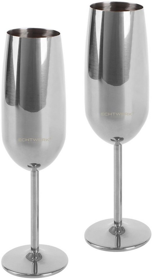 ECHTWERK Champagnerglas, Edelstahl, Sektglas, Sektkelch, Champagnerkelch, bruchsicher, 250 ml von ECHTWERK