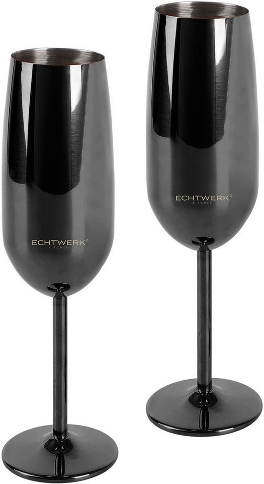 ECHTWERK Champagnerglas, Edelstahl, Sektglas, Sektkelch, Champagnerkelch, bruchsicher, 250 ml von ECHTWERK