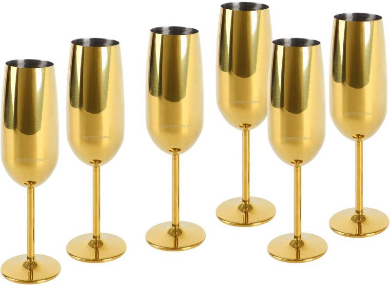 ECHTWERK Champagnerglas, Edelstahl, Sektglas, Sektkelch, Champagnerkelch, bruchsicher, 250 ml von ECHTWERK